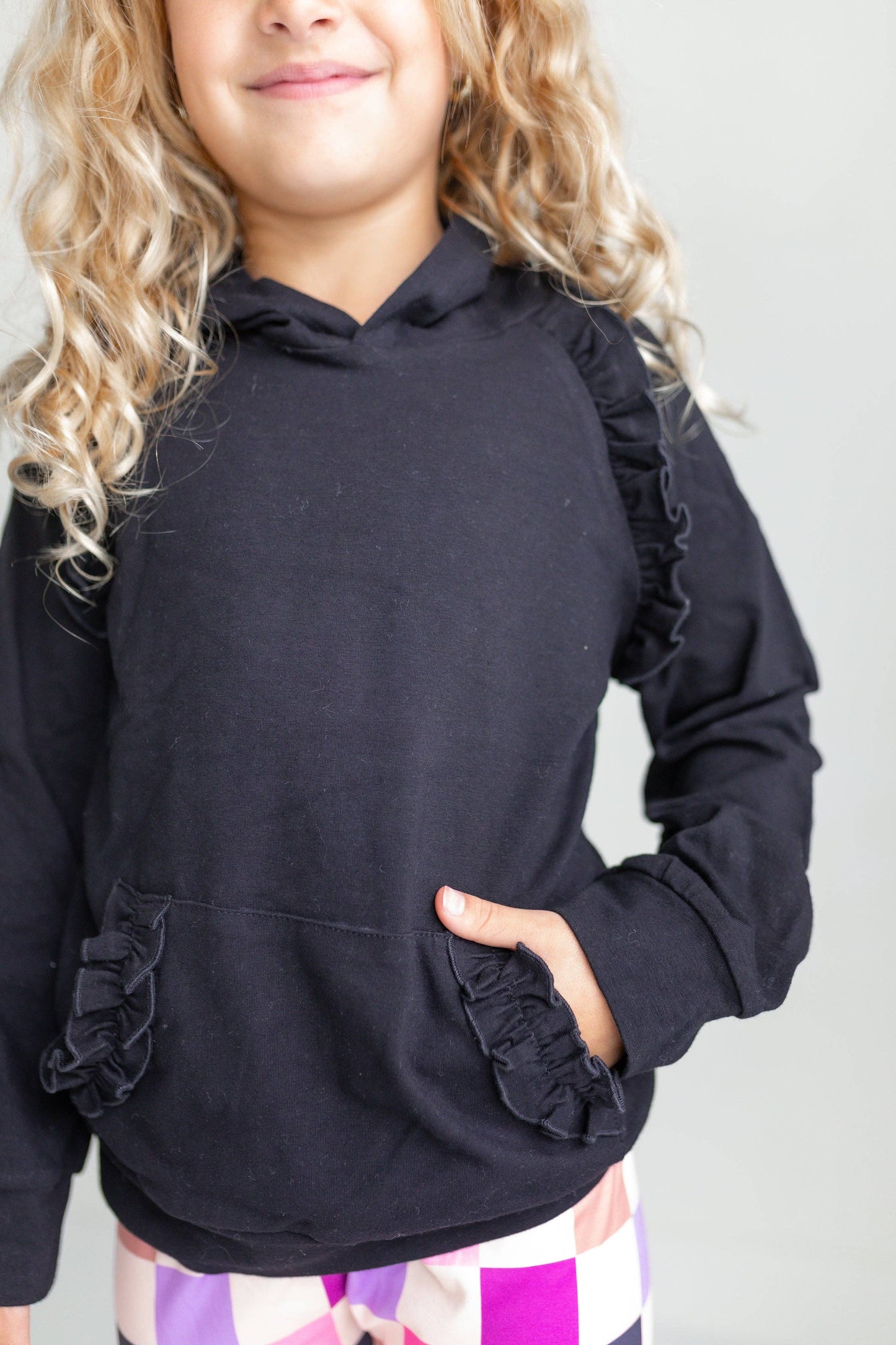 Kids Ruffle Hoodie & Checkered Legging Set