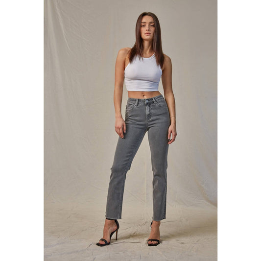 High Rise Vintage Straight Denim in Gunmetal Grey