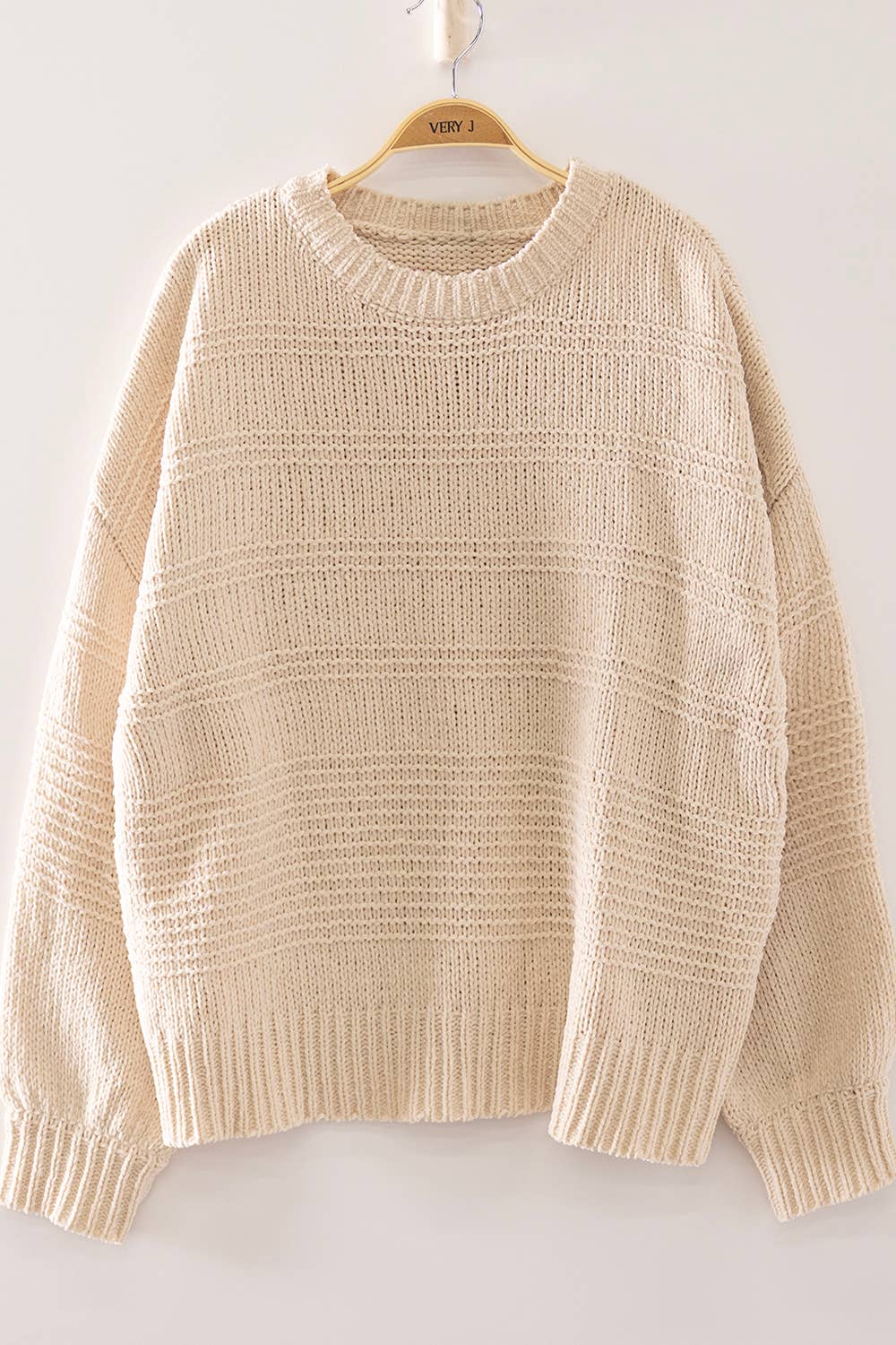 Boat Neck Oversized Sweater in Cream