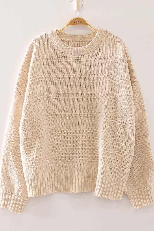 Boat Neck Oversized Sweater in Cream