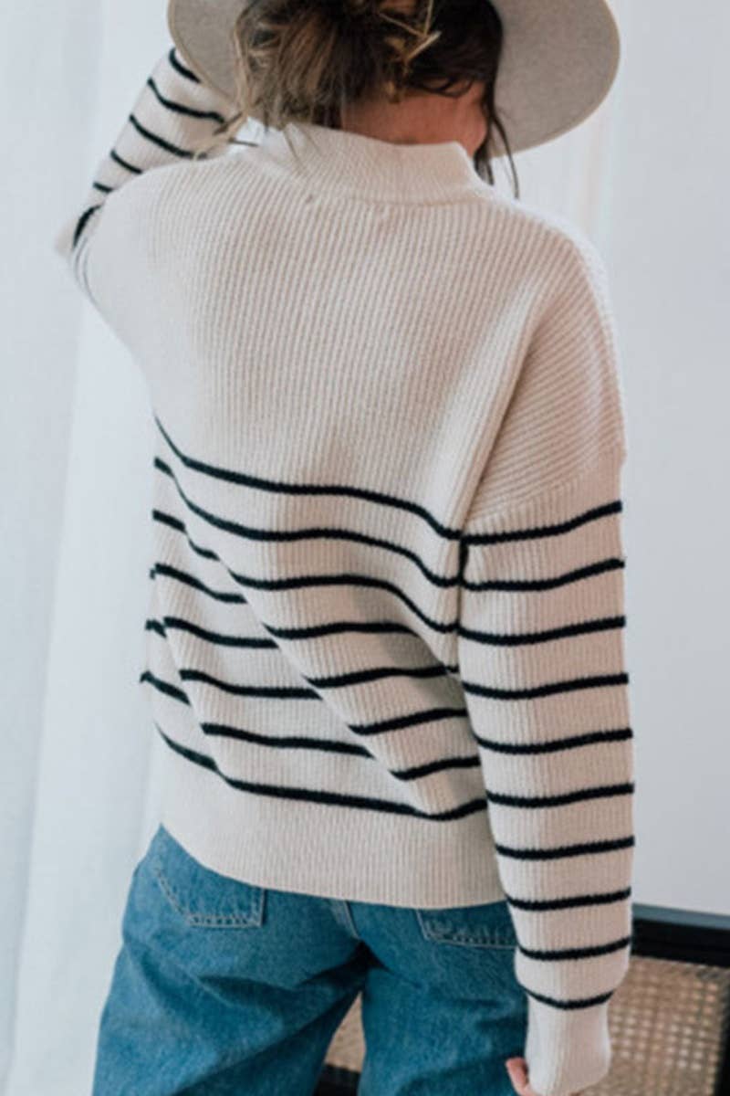 Striped Quarter Zip Sweater