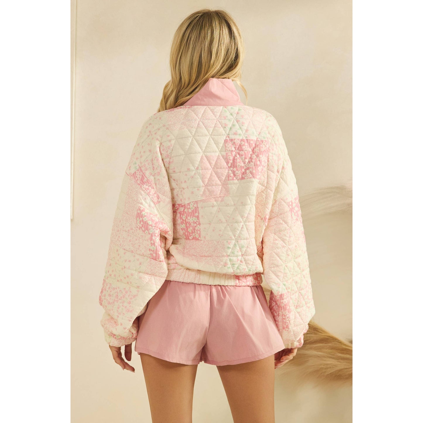 Quilted Pullover in Pink
