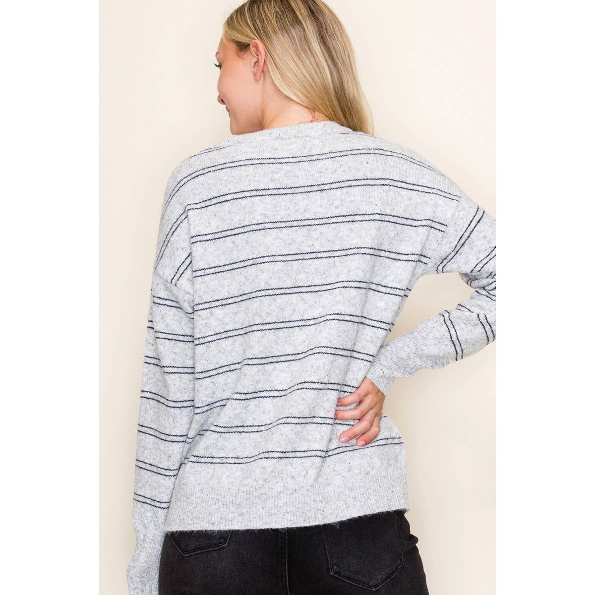 Sprinkled Stripe Sweater in Heather Grey