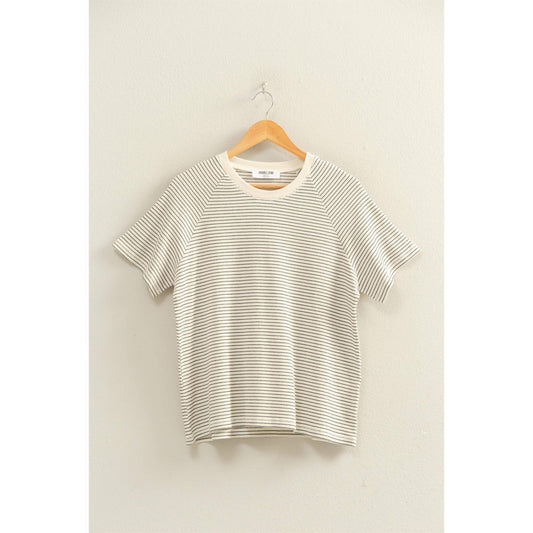 Striped Raglan Top in Cream