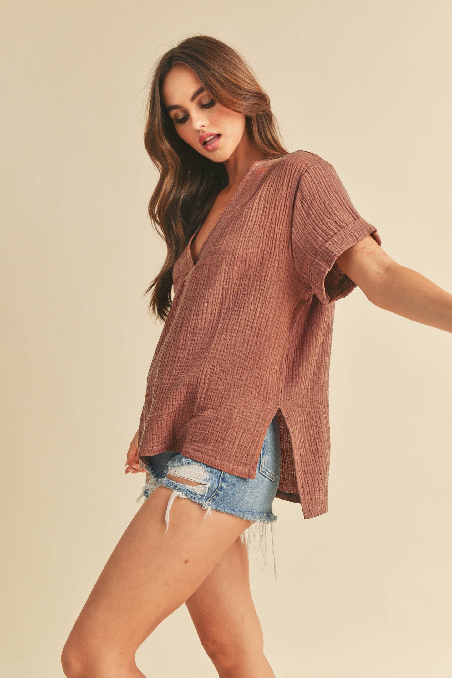 Flowy Trudie Top in Terracotta