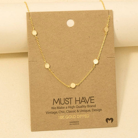 Dainty Circle Disc Necklace in Gold