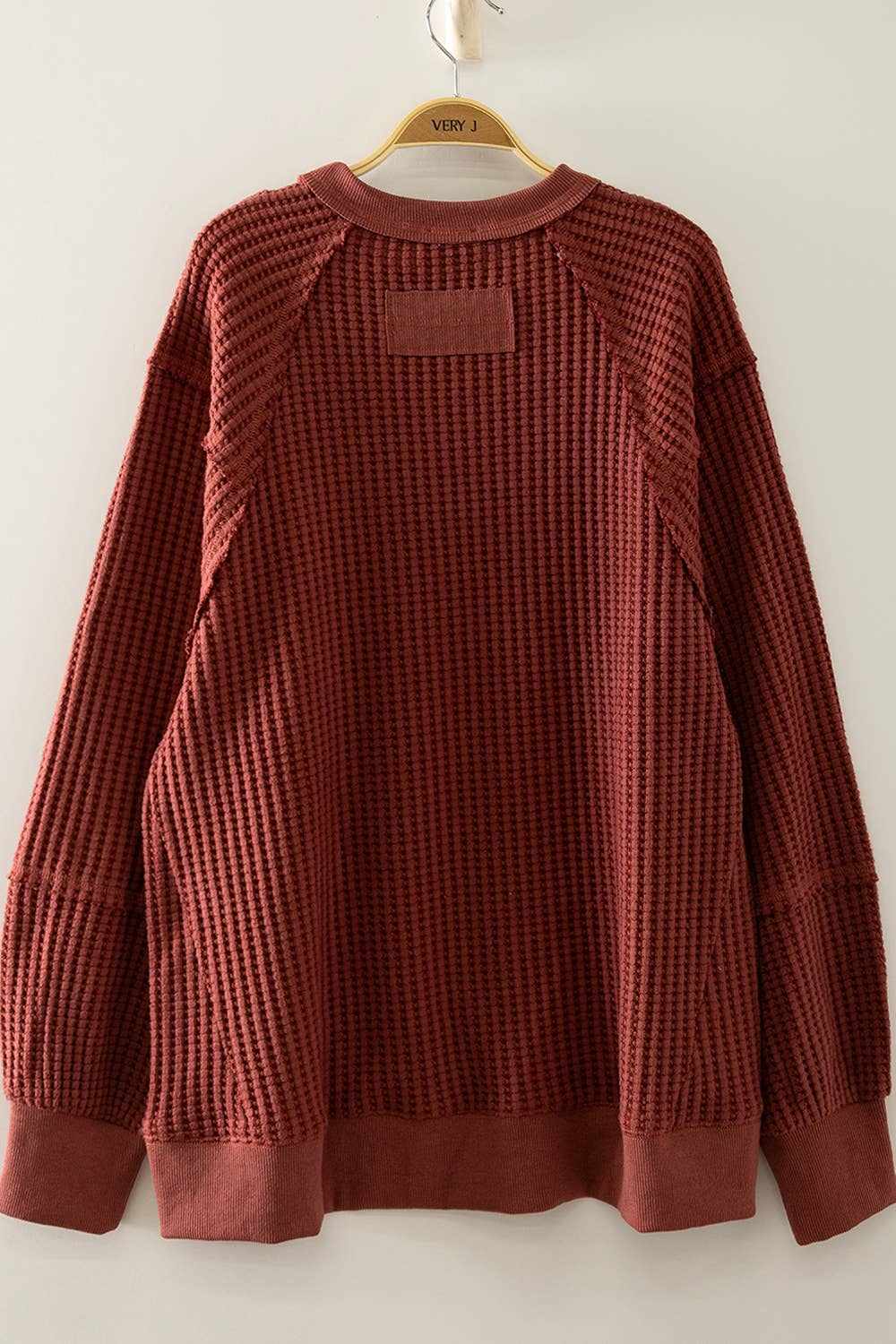 Waffle Pullover in Burgundy