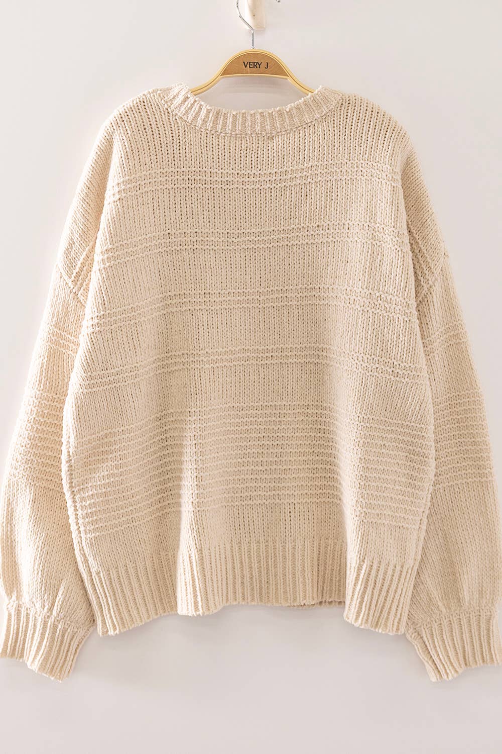 Boat Neck Oversized Sweater in Cream