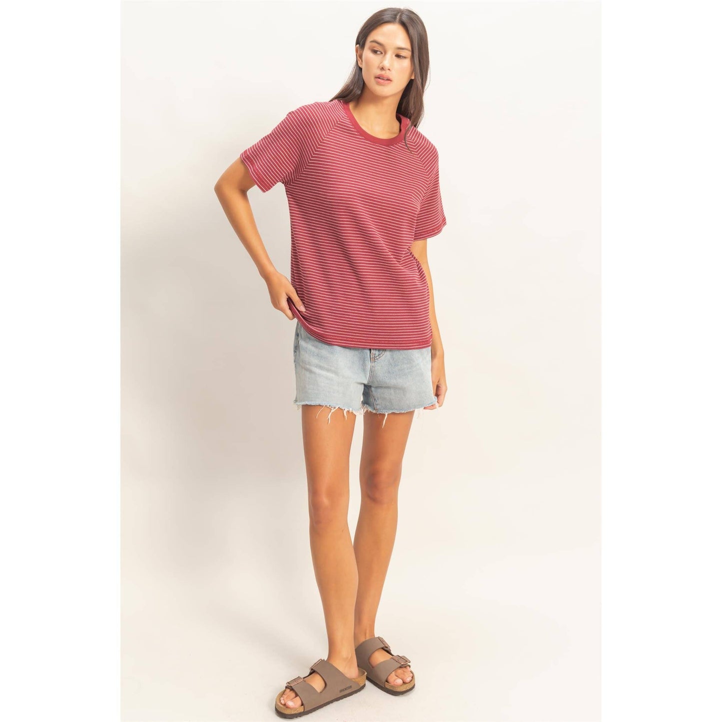 Striped Raglan Top in Cream