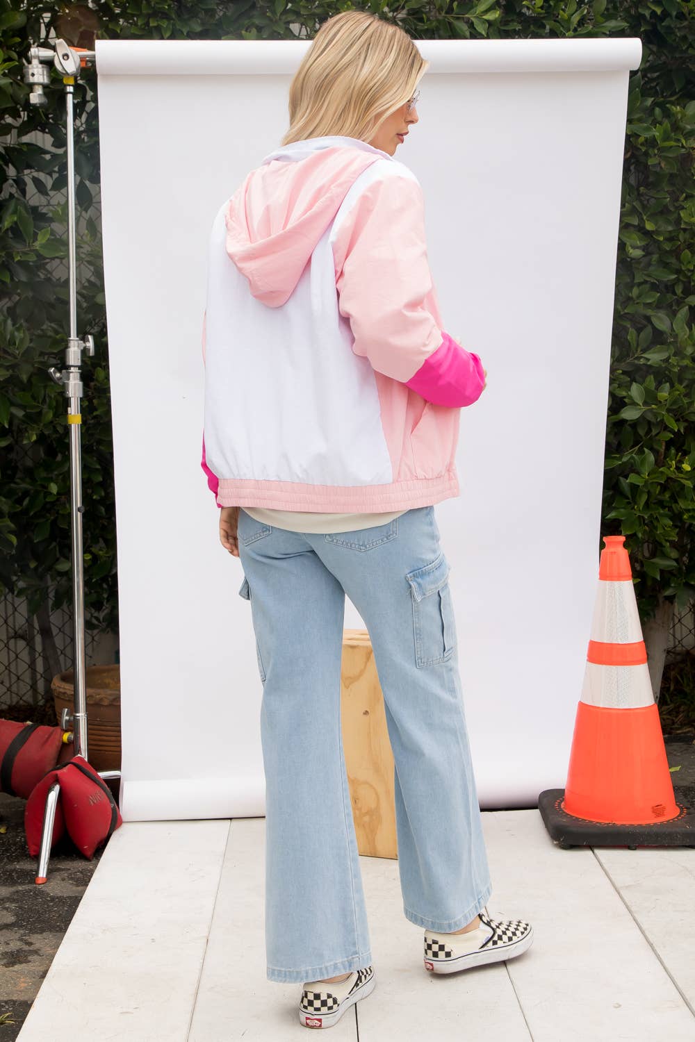 Color Block Windbreaker in Pink