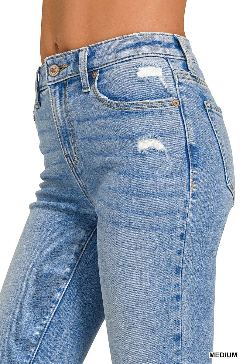 Crop Kick Flare Denim in Medium Wash