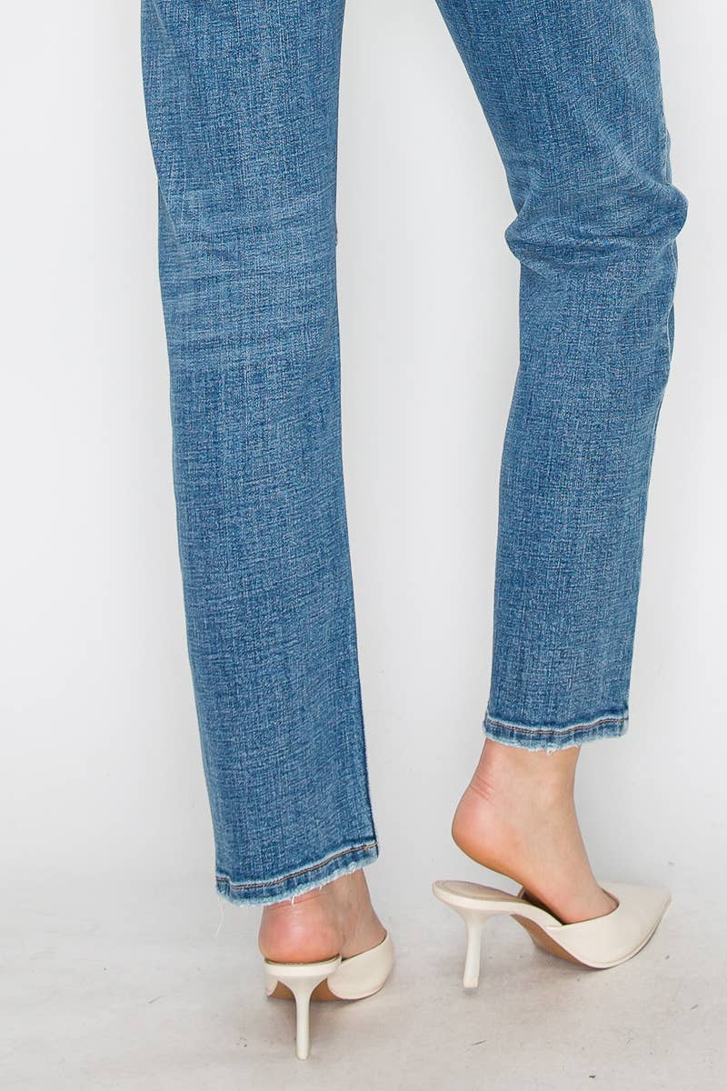 High Rise Straight Leg Denim w/ Detail