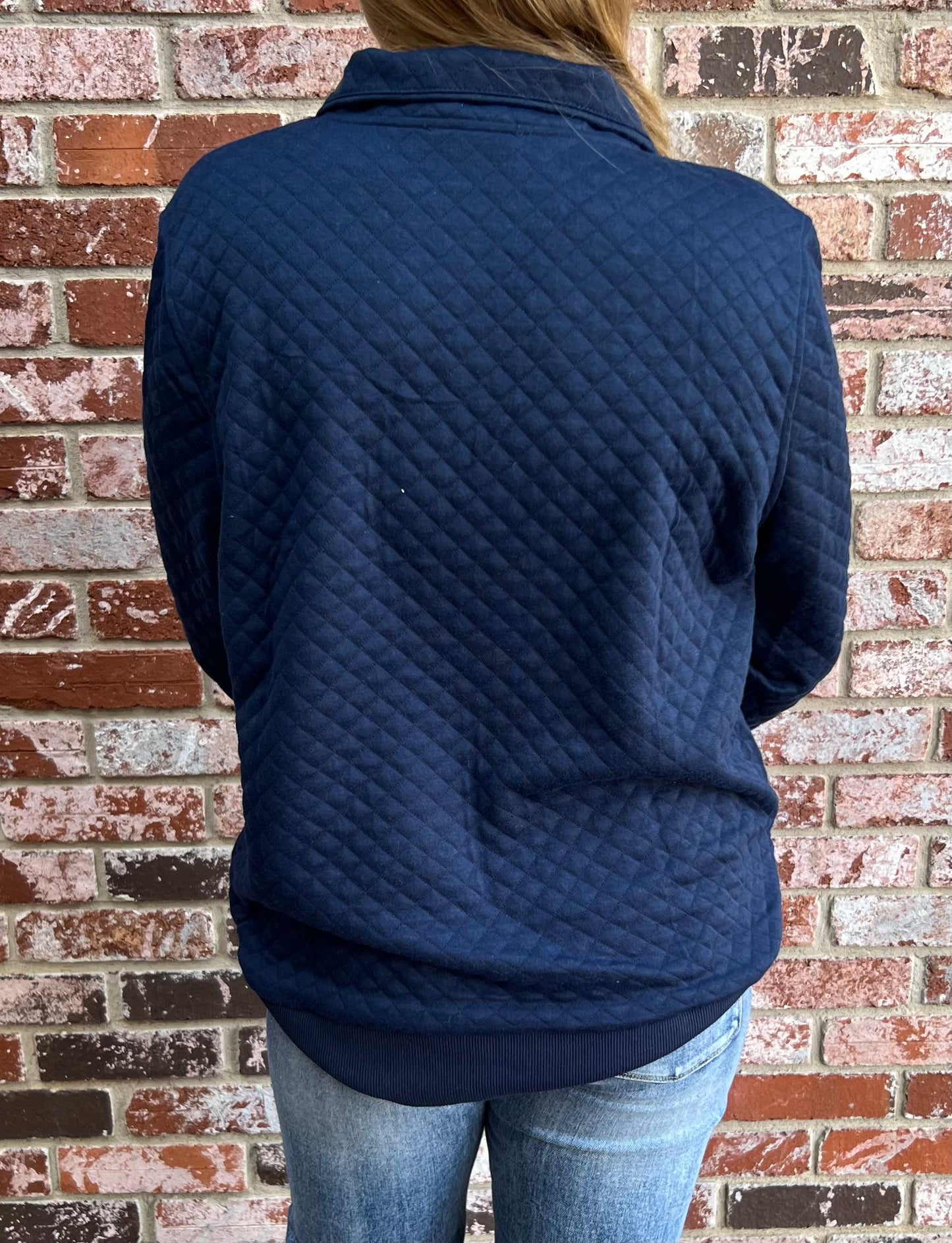 Quilted Pullover w/ Snaps in Navy