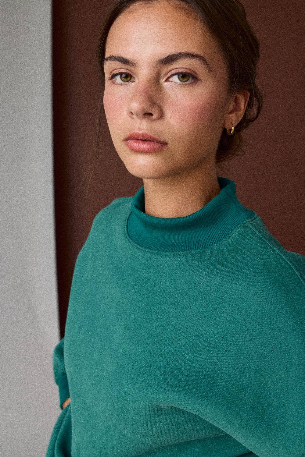 Mock Neck Pullover in Green