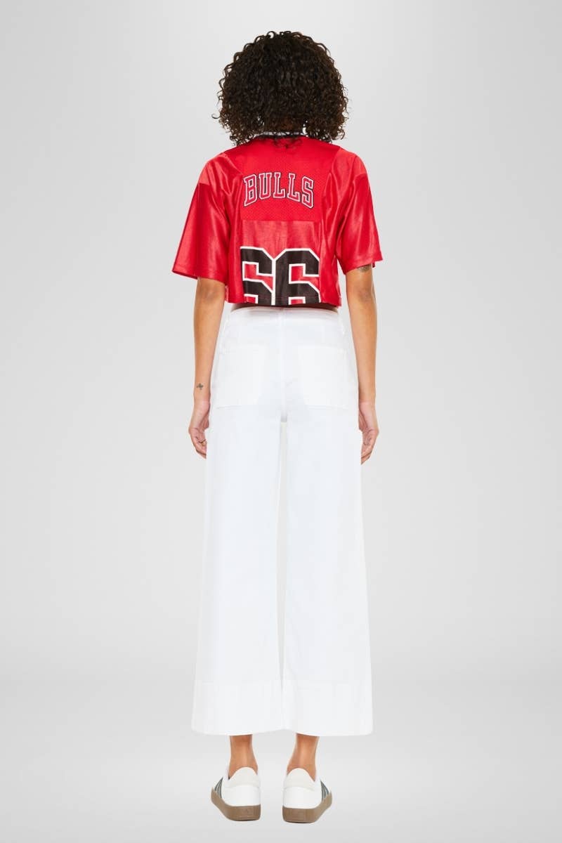 KanCan High Rise Cropped Wide Leg Denim in White