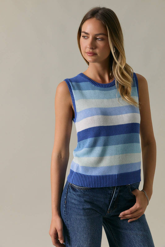Multi-Stripe Tank in Blue