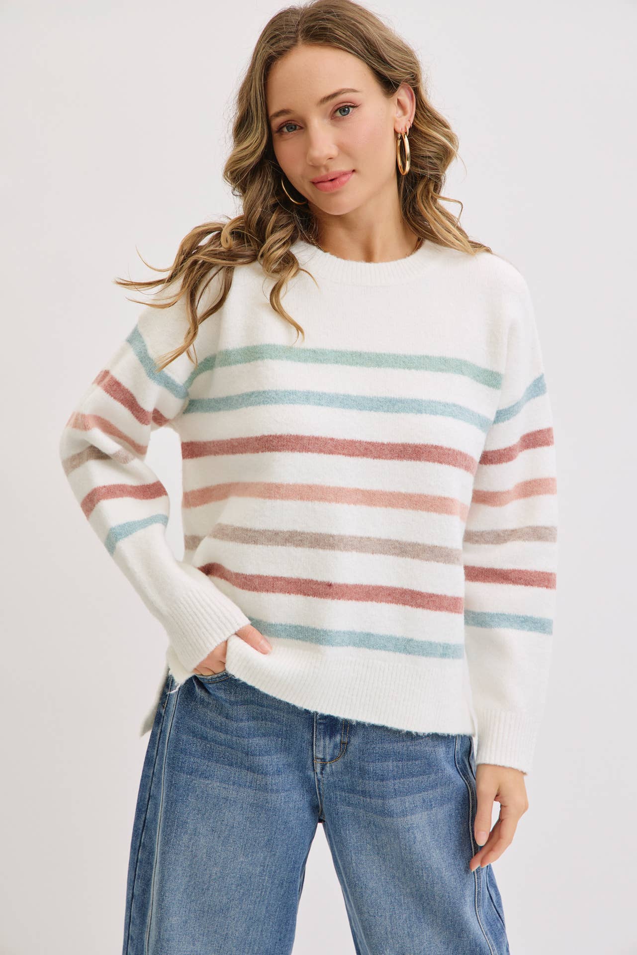 Cozy Stripe Sweater in Ivory