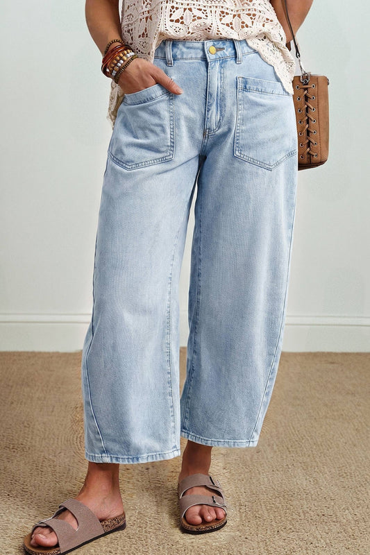 Patch Pocket Barrel Light Wash Denim