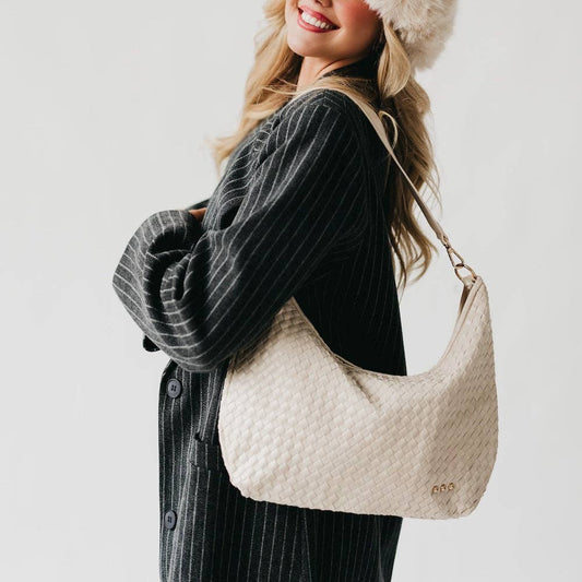 Woven Shoulder Bag in Cream