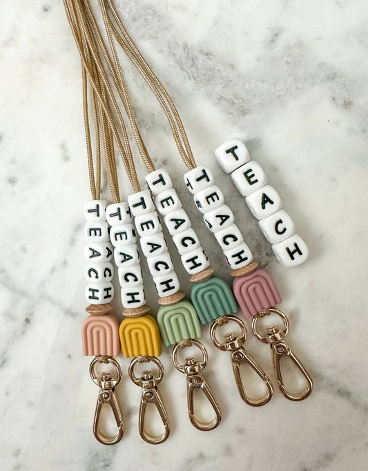 Teach Rainbow Lanyard