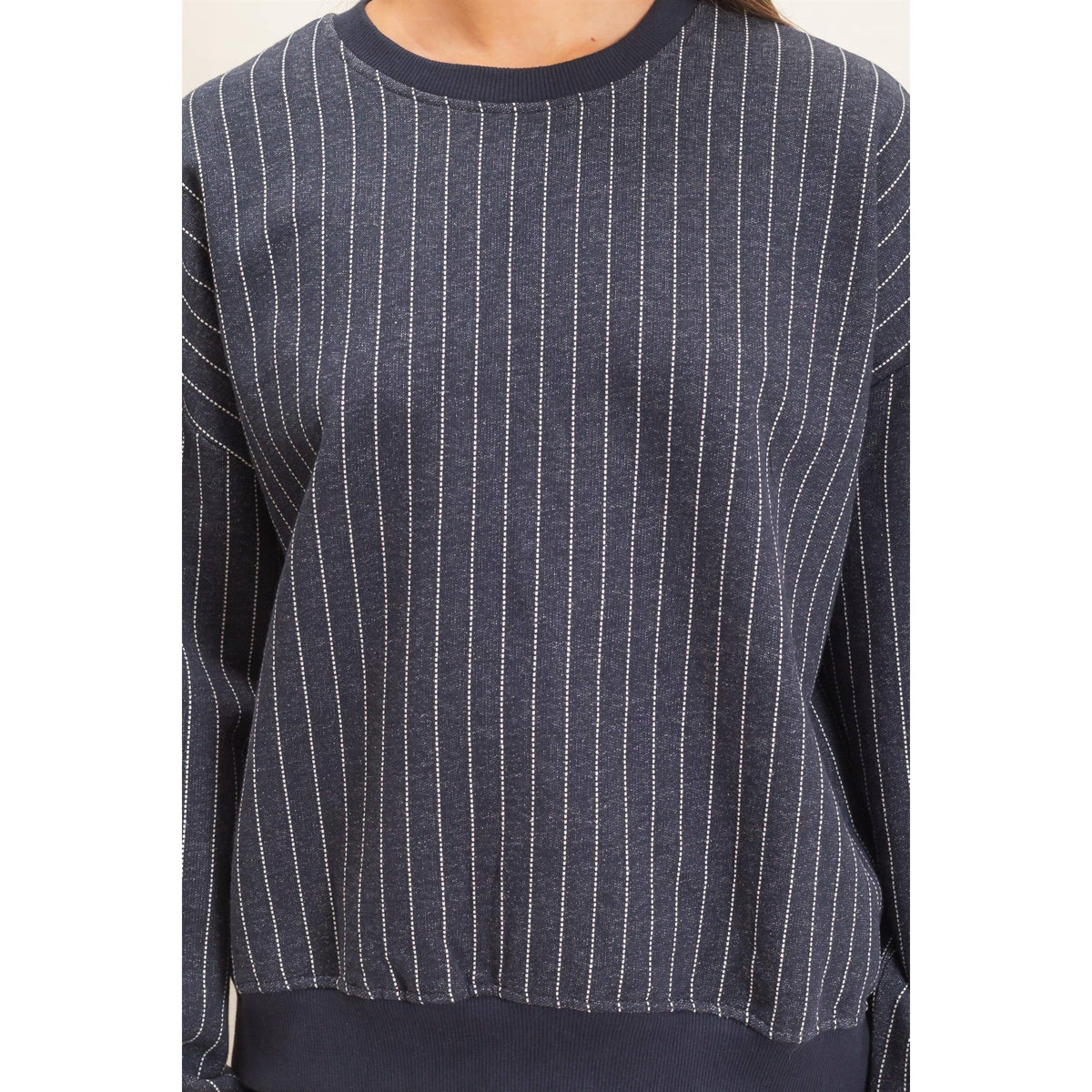 Pinstripe Sweatshirt in Navy