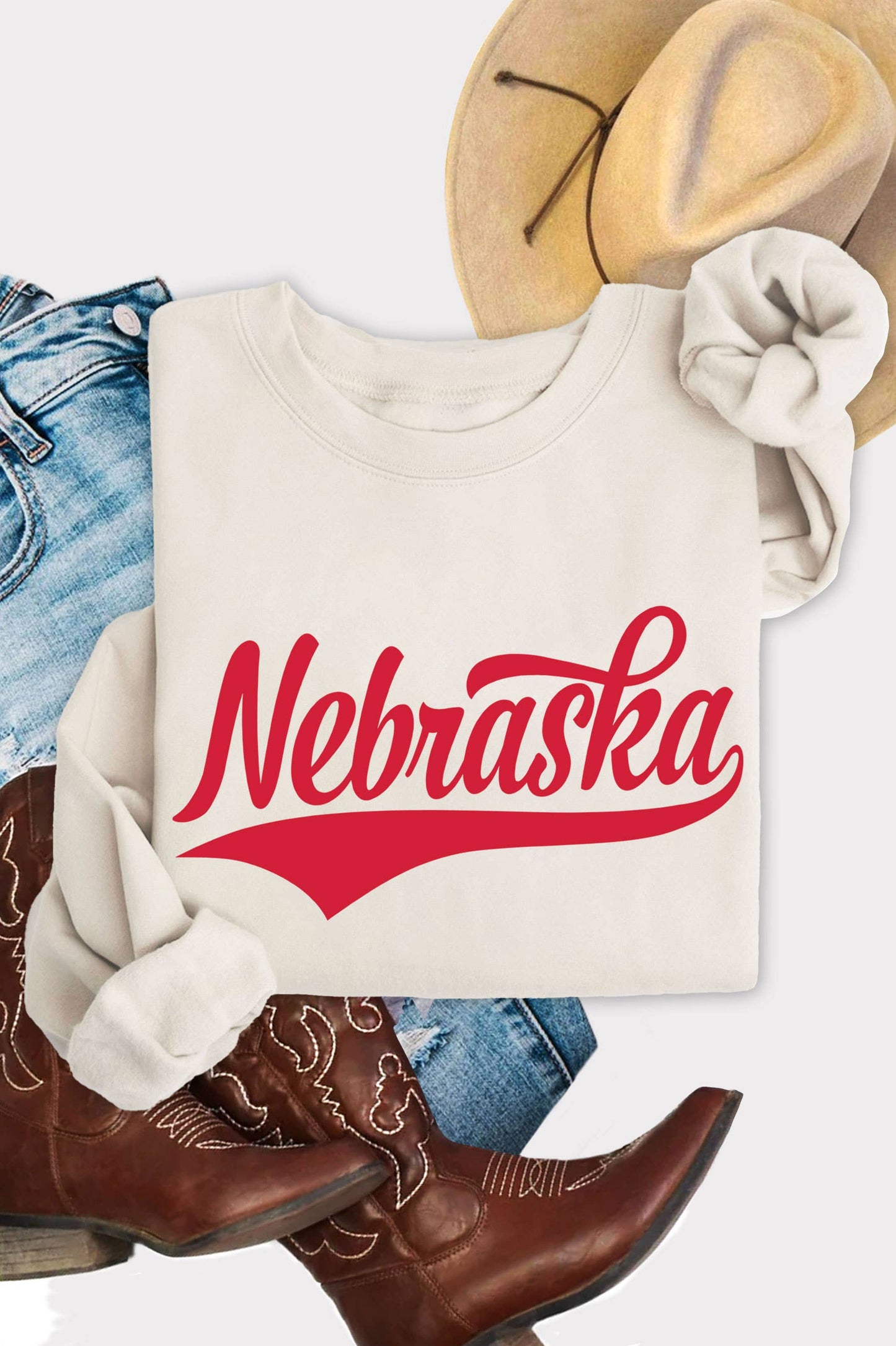 Graphic - Nebraska Puff Print Crew in Natural