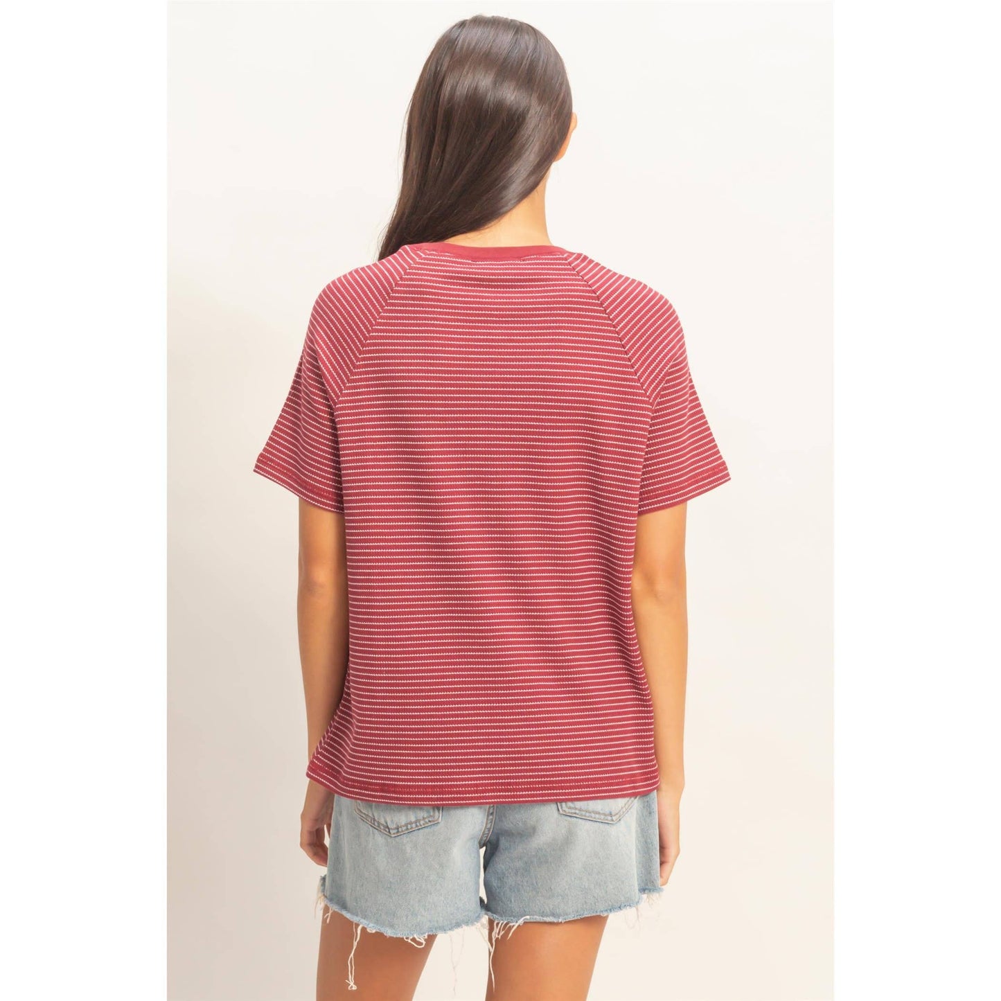 Striped Raglan Top in Cream