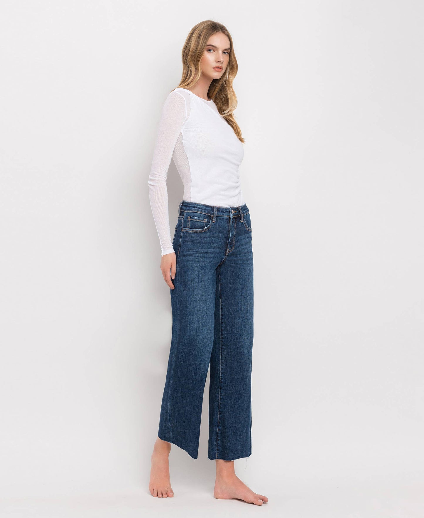 Tummy Control Mid Rise Wide Leg Denim