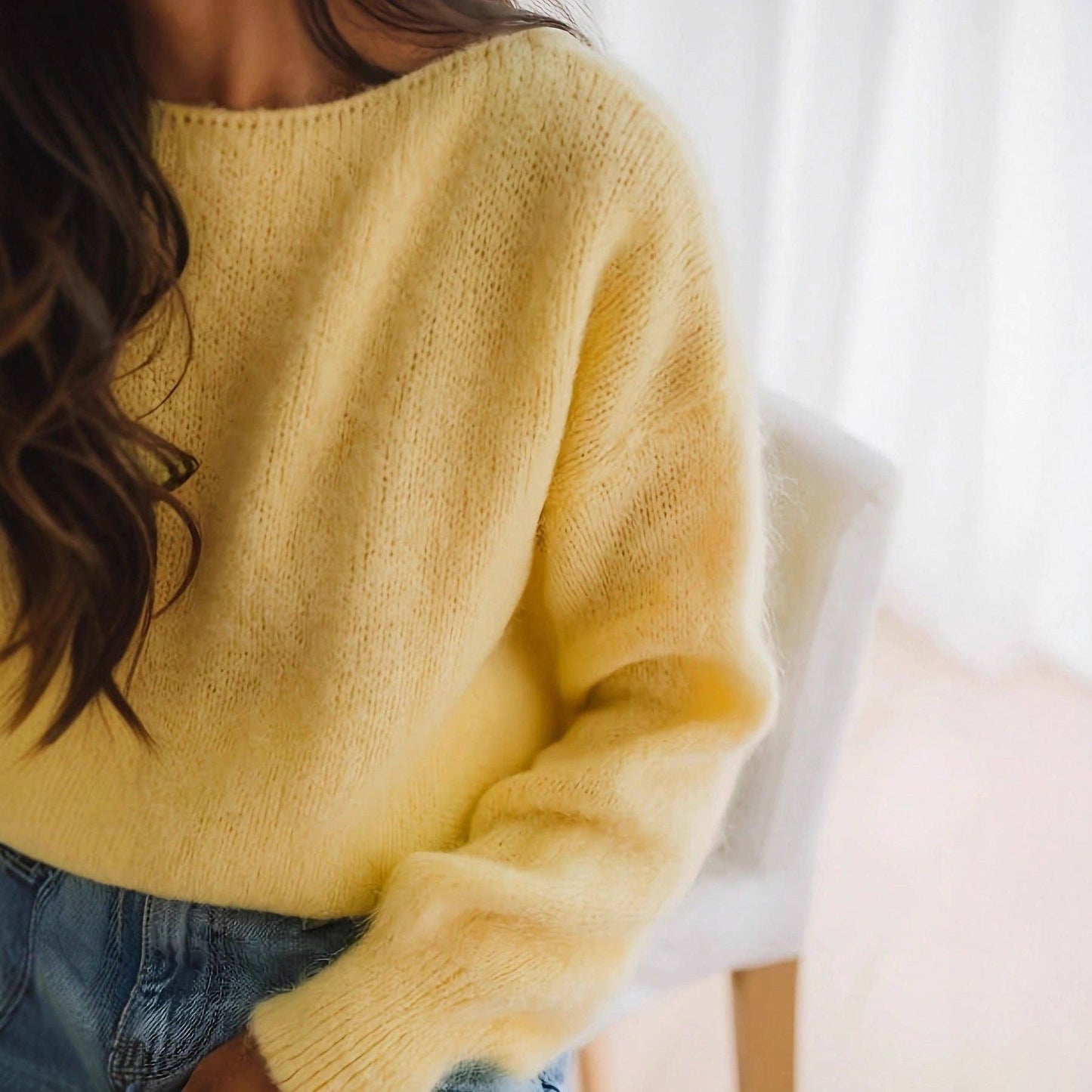 Solid Casual Sweater in Yellow