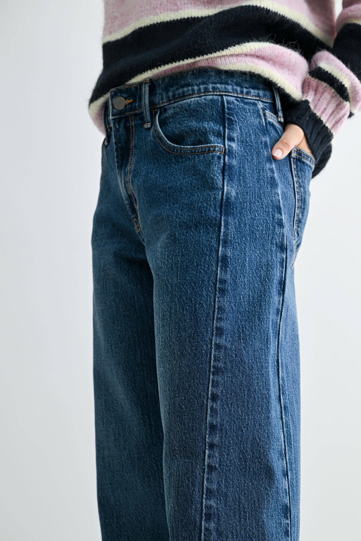 Twisted High Rise Stretch Barrel Denim