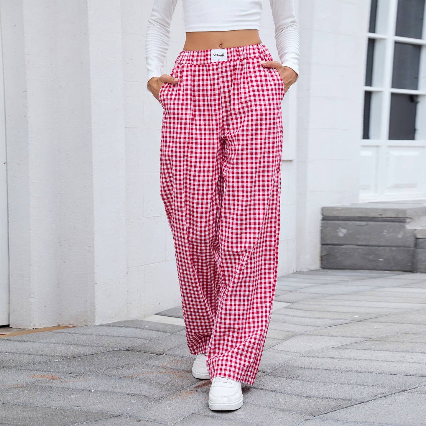 Checkered Pants in Red