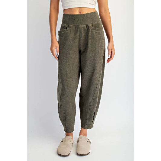 Brushed Rib Cocoon Joggers in Olive