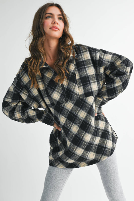 Mya Plaid Pullover in Black