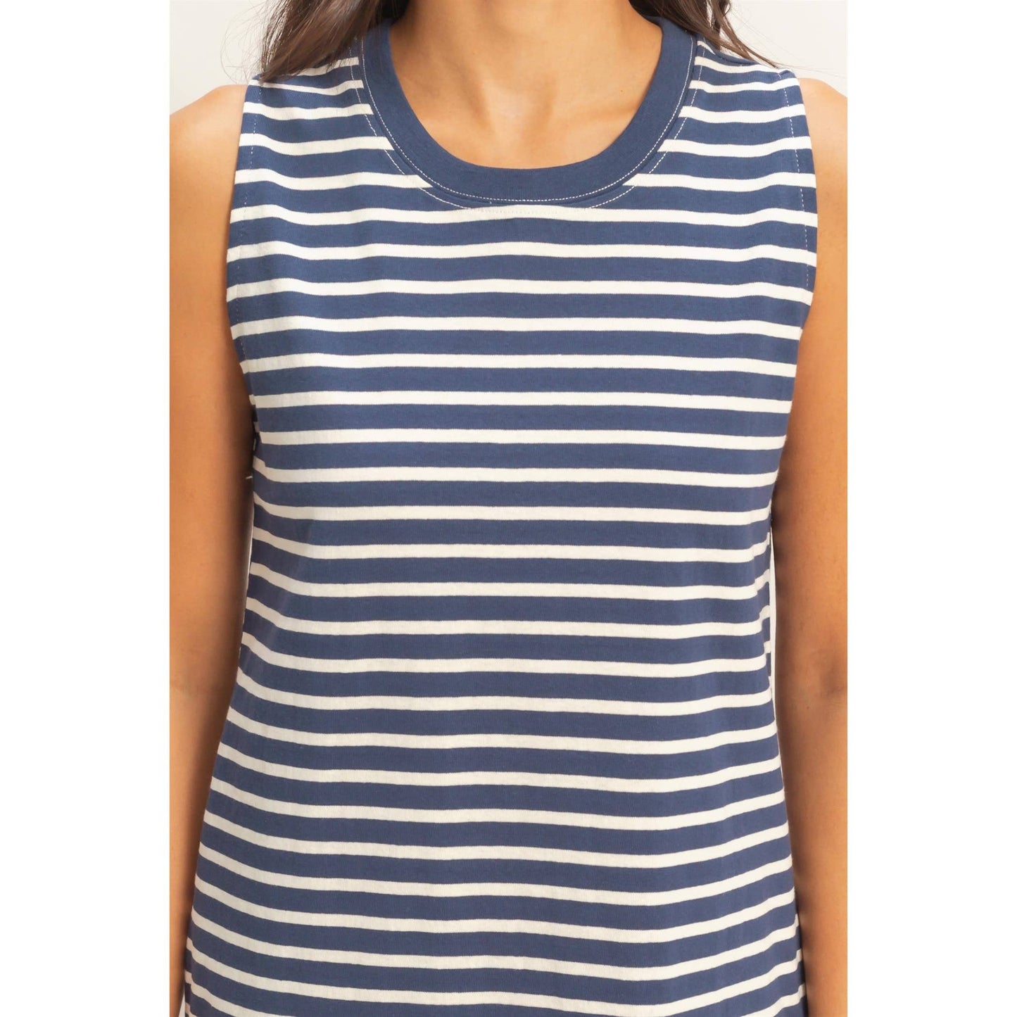 Striped Mini Dress in Navy