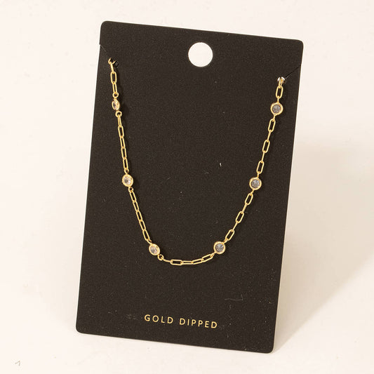 Gold Dipped Rhinestone Necklace