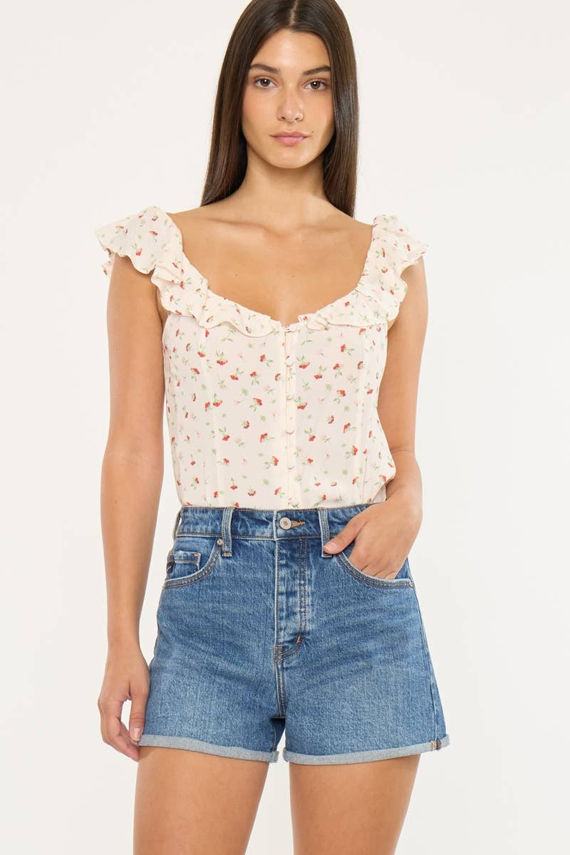 KanCan High Rise Denim Shorts in Dark Wash