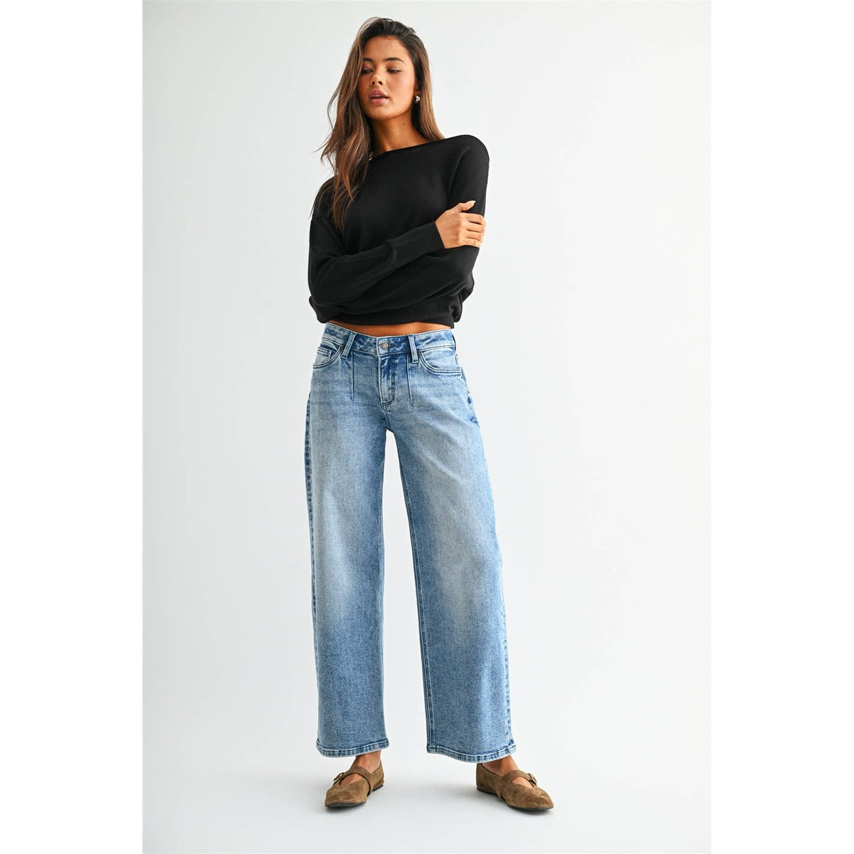 Low Rise Wide Ankle Denim