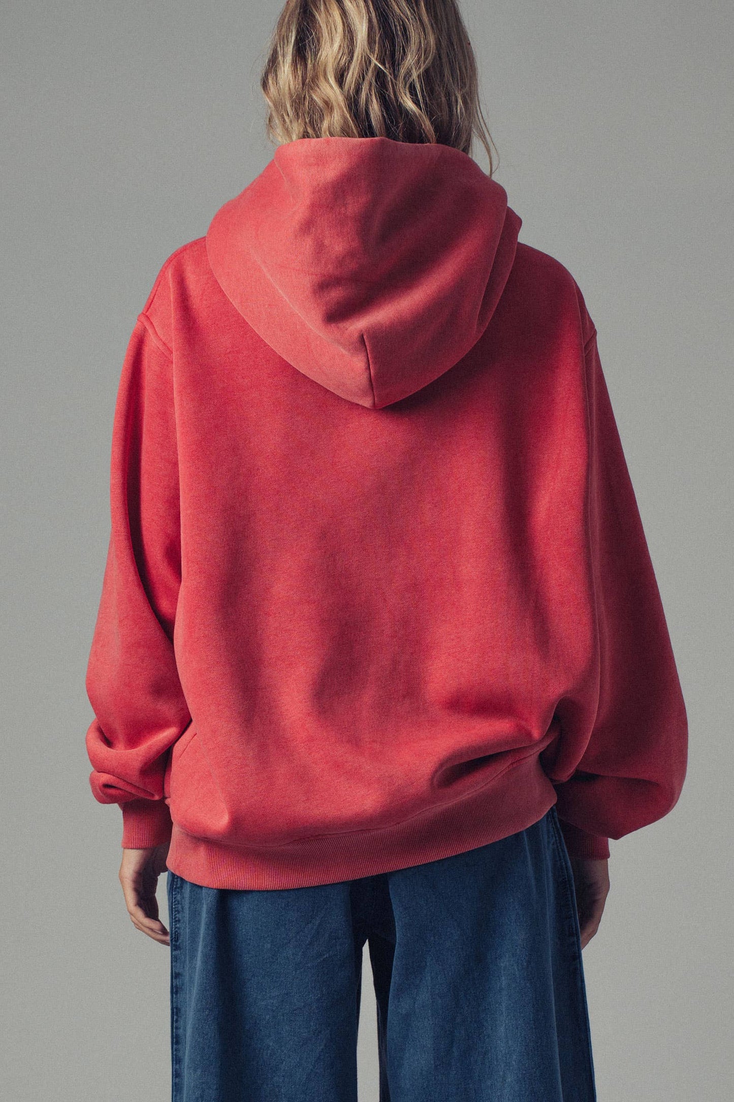 Vintage Wash Oversized Hoodie in Red