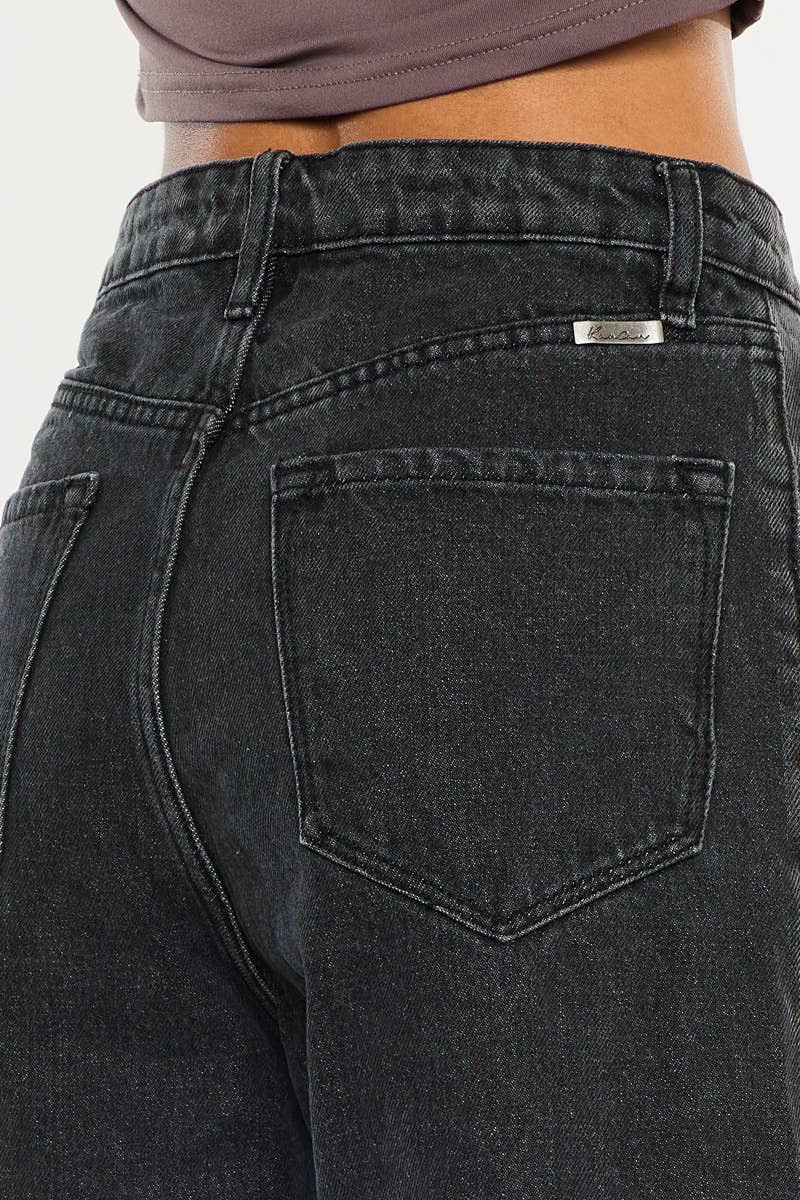 KanCan High Rise Balloon Denim in Dark Grey