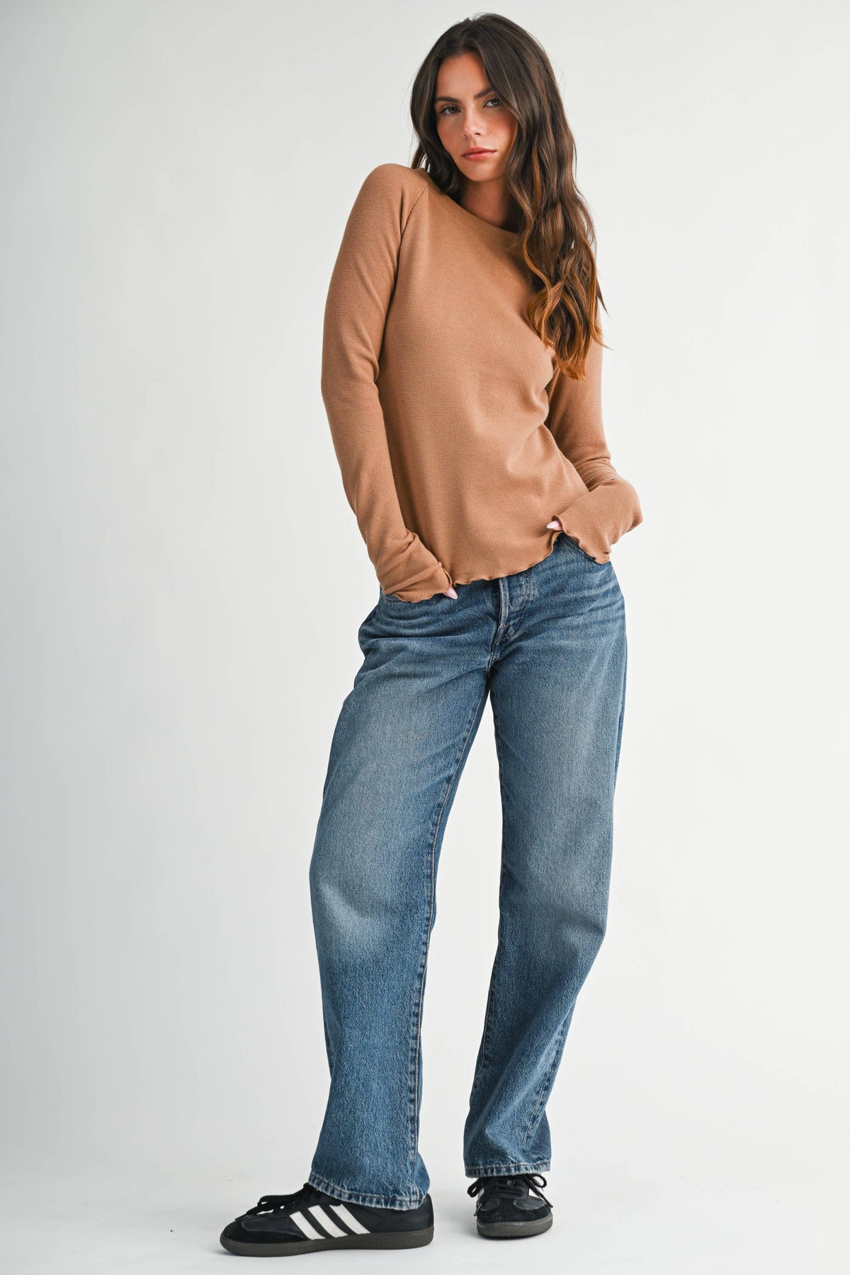 Thermal Lettuce Edge Top in Wheat