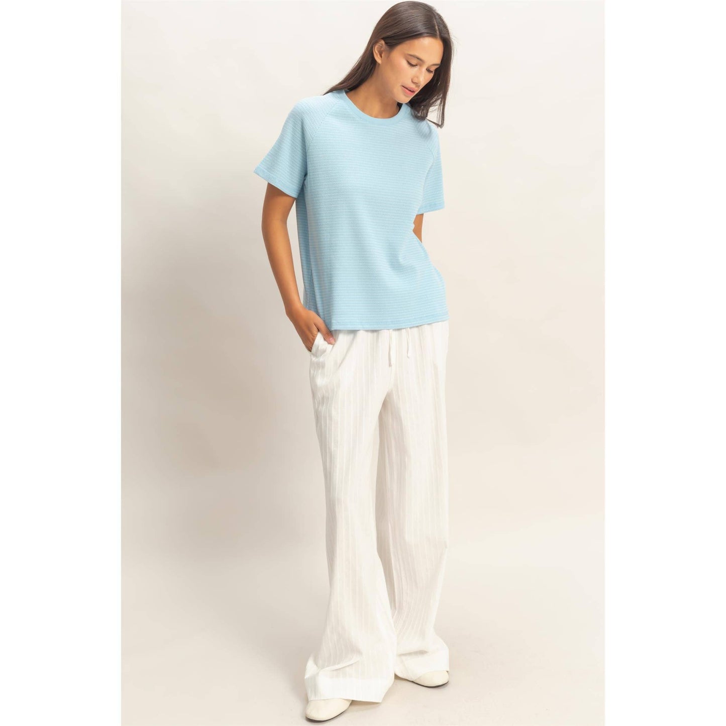 Striped Raglan Top in Cream