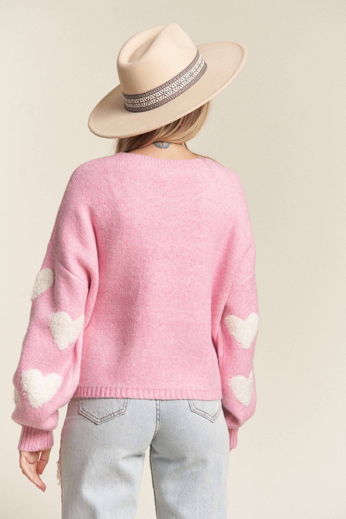 Heart Sweater in Candy Pink