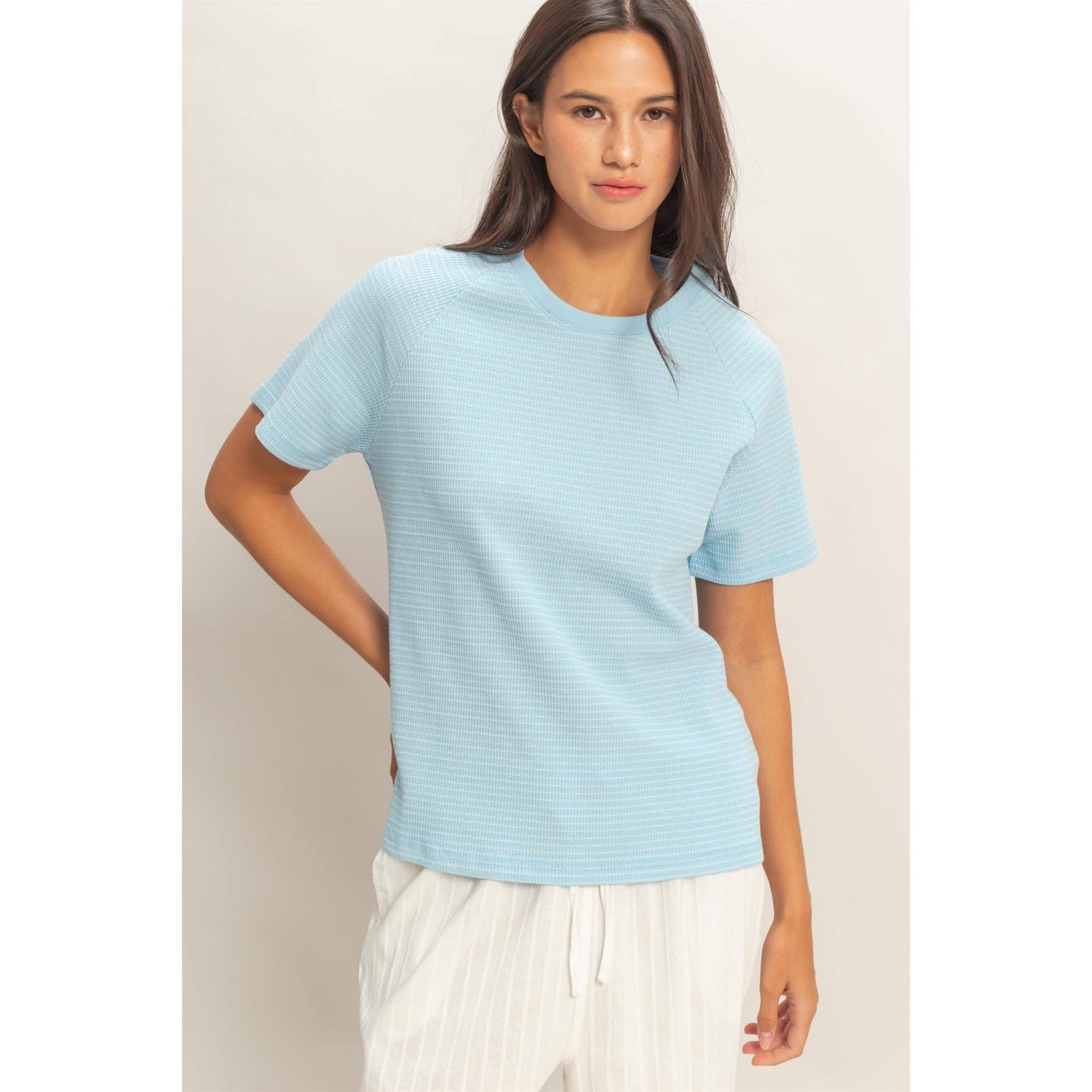 Striped Raglan Top in Cream