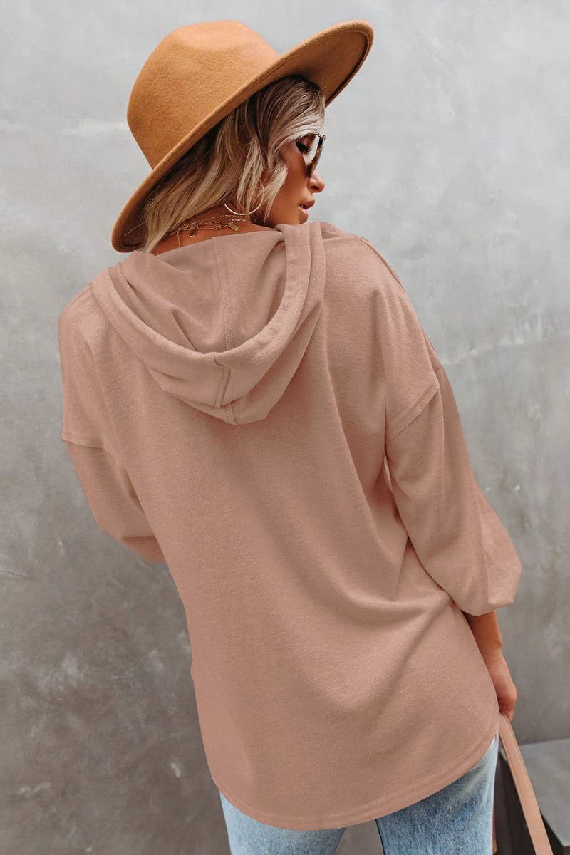 Casual Loose Hoodie in Khaki