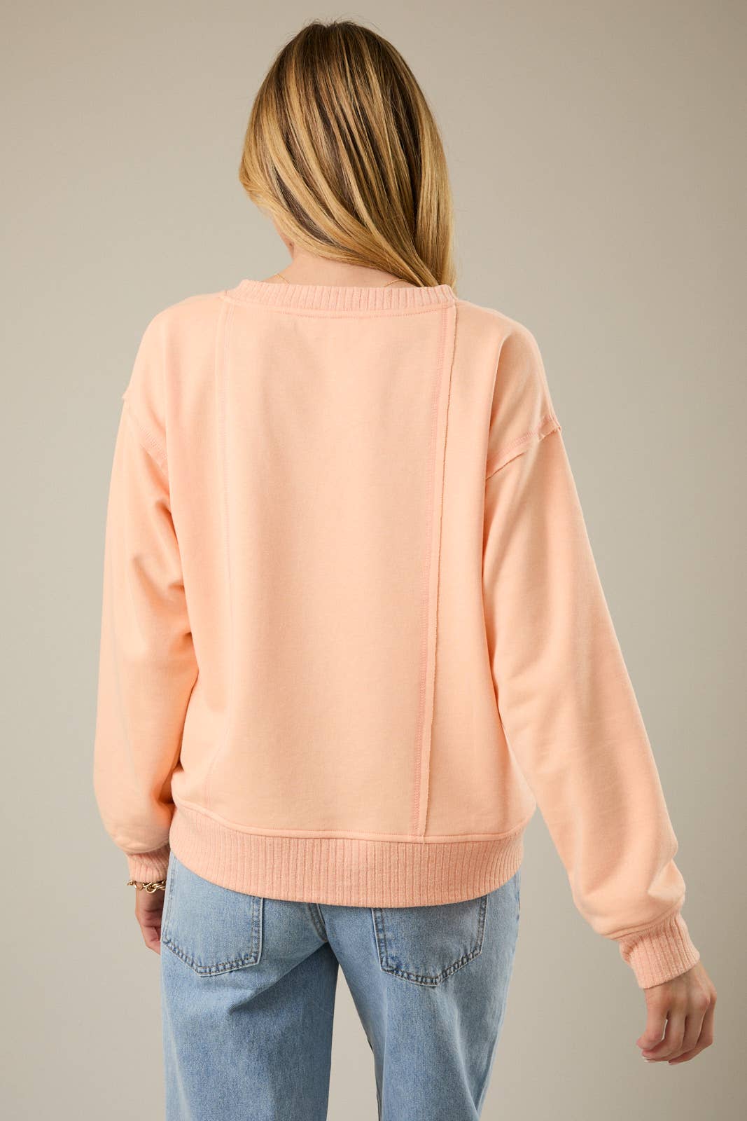 V Neck Pocket Top in Apricot