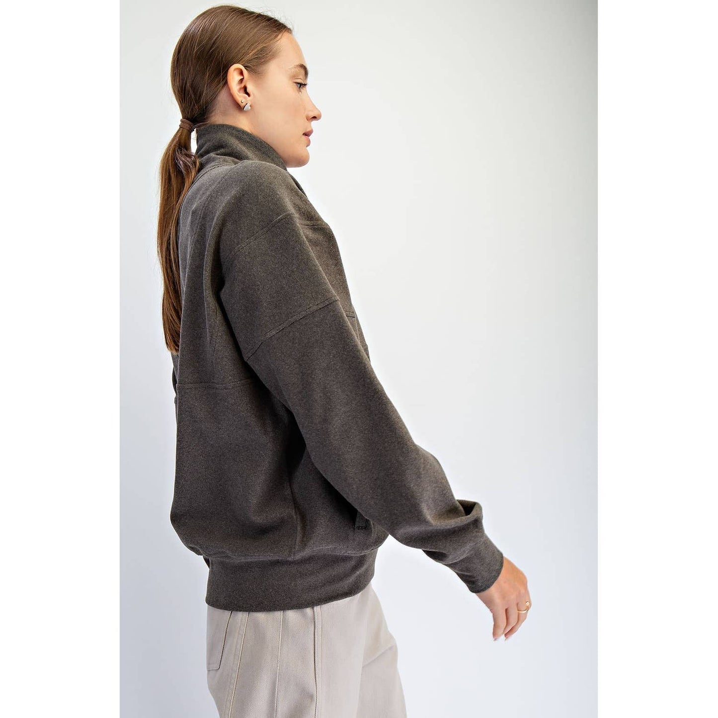 Brushed Rib Pullover in Olive