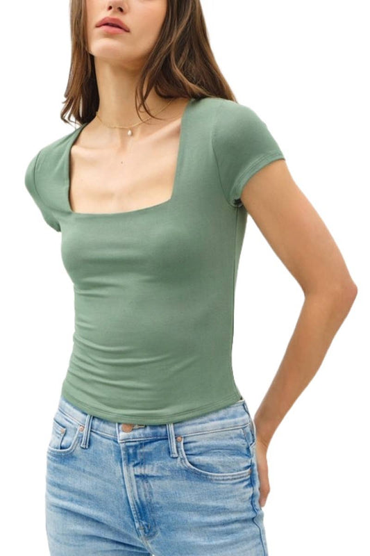 MEDIUM - Square Neck Top in Pine