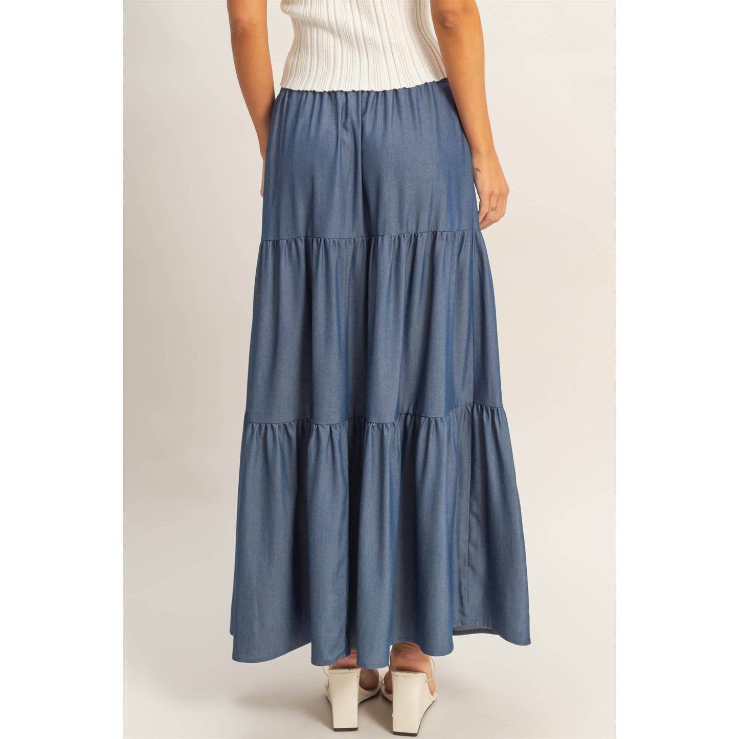 Tiered Denim Skirt
