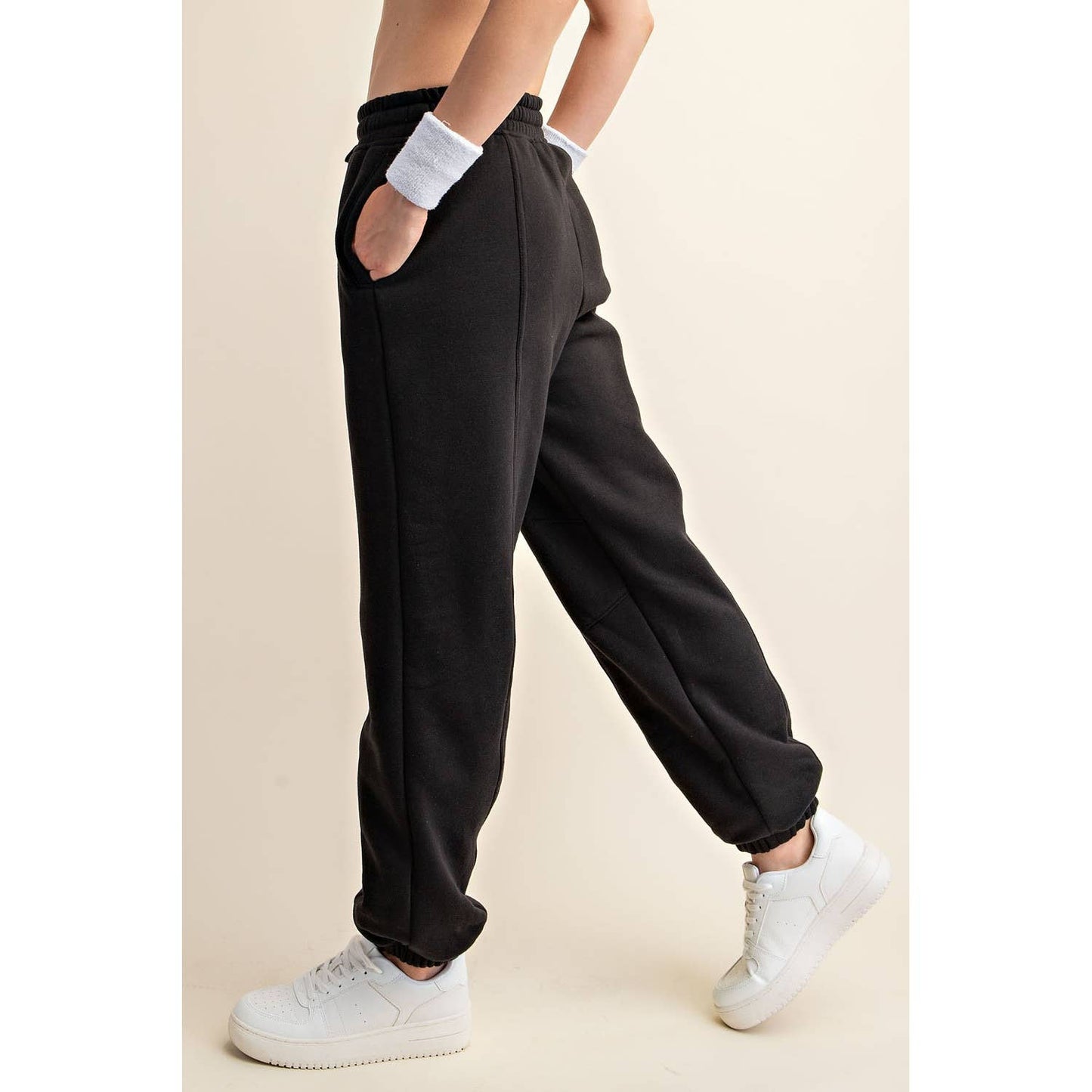 French Terry Fleece Joggers in Black