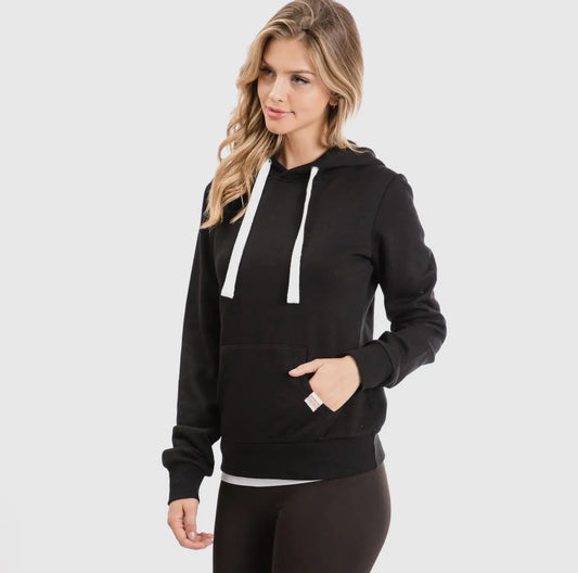 Fleece Lined Hoodie in Black